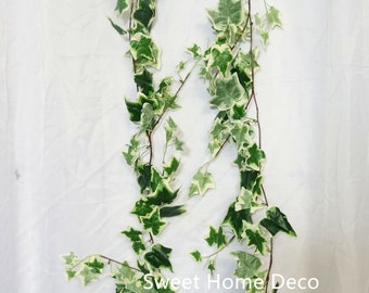 JennysFloweShop 6'L Silk Ivy Artificial Garland Greener sale de Garland Party/Home Decorations Green/White