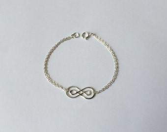 Double Infinity Bracelet. Delicate Knot Infinity Bracelet. Friendship Bracelet. Delicate Layering Bracelet. Sterling Silver Chain Bracelet.