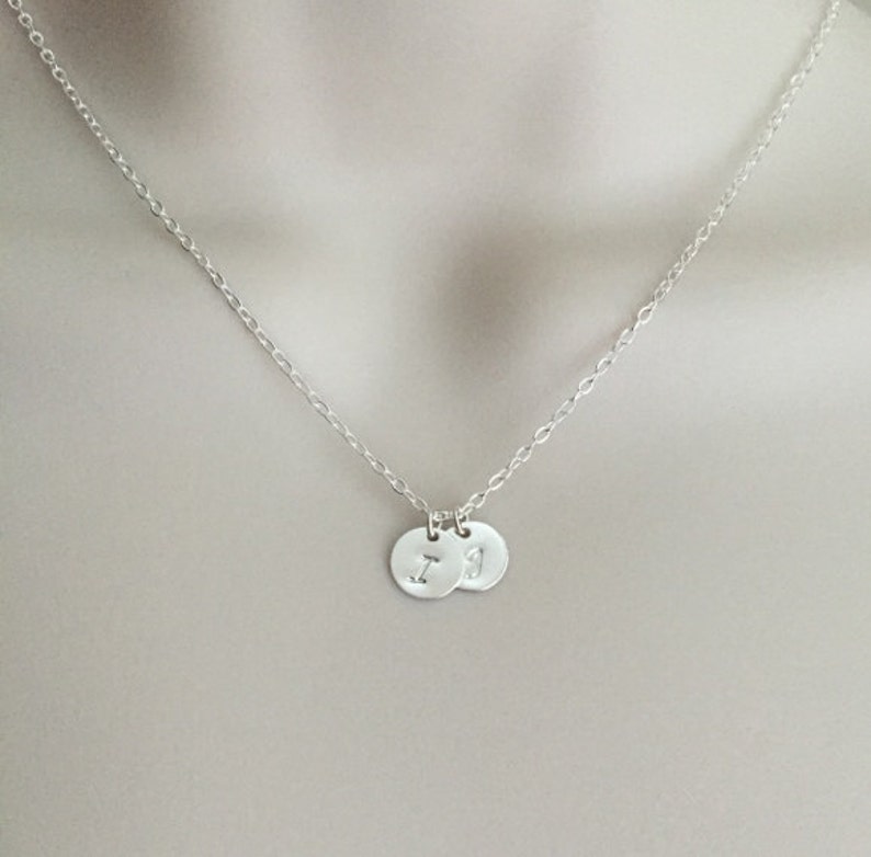 Initial Necklace. Sterling Silver Charm Necklace. Hand Stamped Necklace