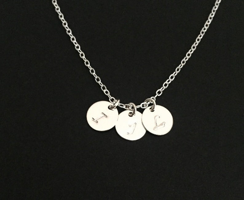 Initial Necklace. Sterling Silver Charm Necklace. Hand Stamped Necklace