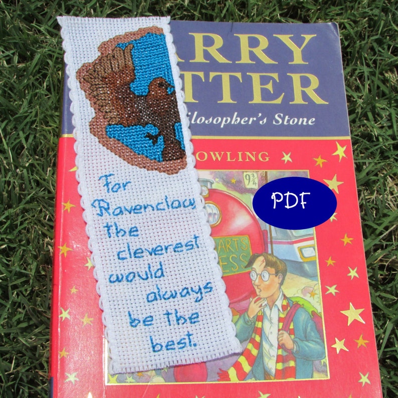harry potter ravenclaw house cross stitch pattern bookmark