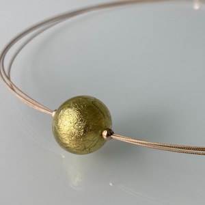 Murano Glass Pendant Necklace Ball with 14kt Gold Filled. Modern Italian Glass Jewelry. Venetian Glass Necklace Choker