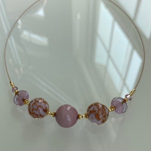 Lavender Murano Glass Necklace: Millefiori Lampwork Bead Jewelry