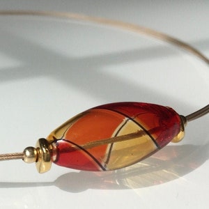 Murano Blown Glass Red Orange and Yellow Necklace. Modern Choker with Venetian Glass. Statement Necklace with 14kt Gold Filled
