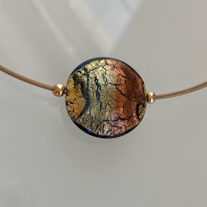 Murano Glass Pendant Necklace: Venetian Gold Foil Crystal