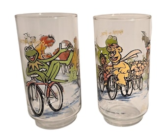 Vintage Pair 1981 McDonald's The Great Muppet Caper Glasses Kermit Fozzie Animal