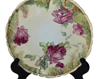 Vintage O & EG Royal Austria Hand Painted Roses Collector Plate Signed  9"