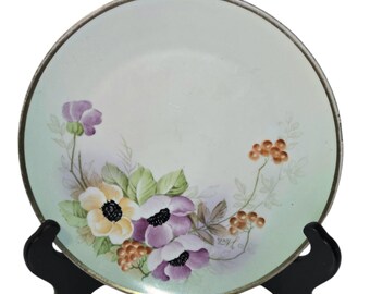 Vintage Studio Hand Painted Bavaria Plate Floral Pattern Signed Y Noels 8.5"
