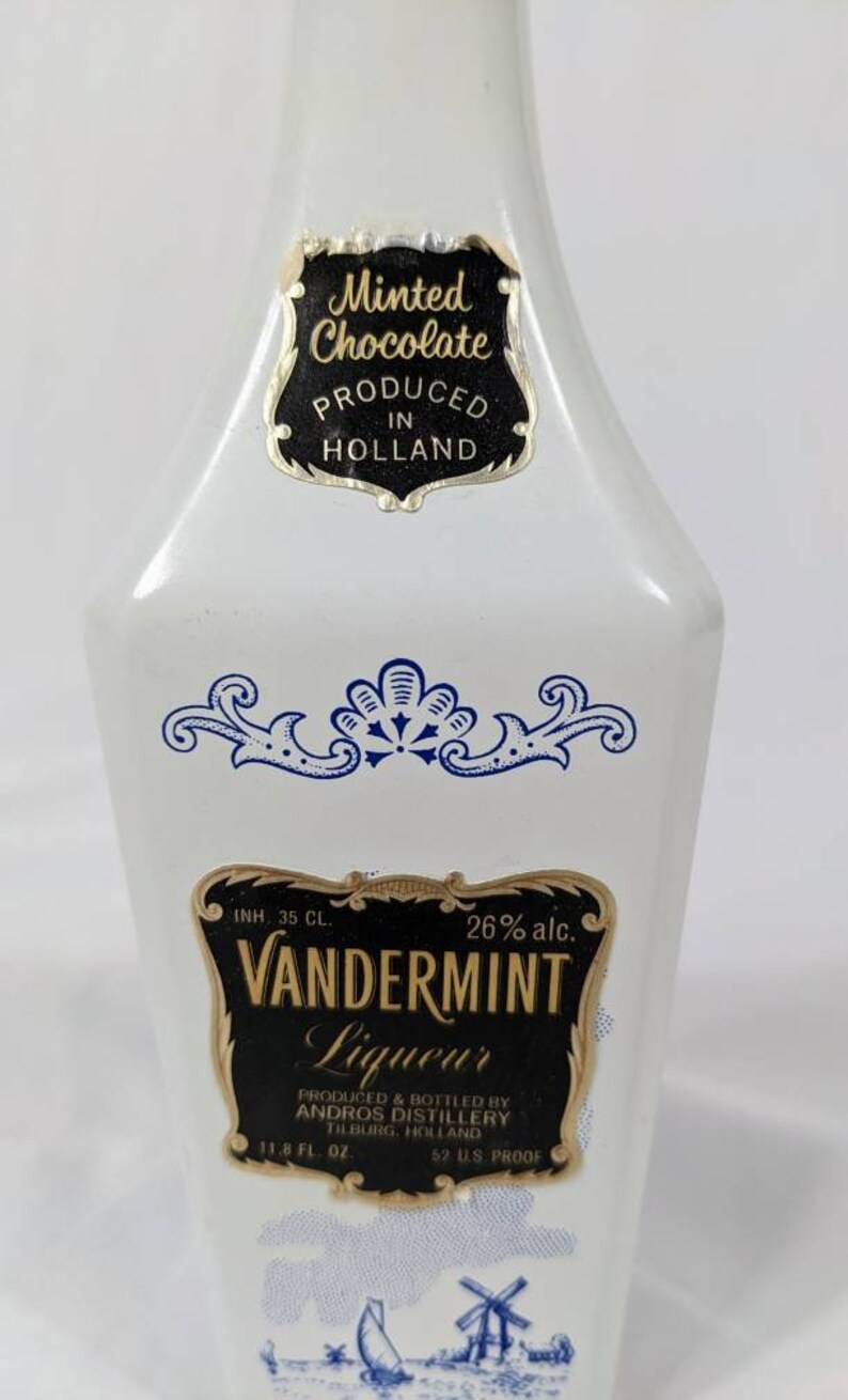 Vintage Vandermint Liqueur Bottle Tulip Top Windmill Imported Etsy