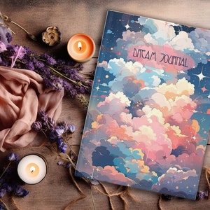 Dream Journal notebook, journal with lined pages hardcover dream diary l cosmic witch pastel witch gift for witch pastel clouds journal