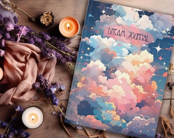 Dream Journal notebook, journal with lined pages hardcover dream diary l cosmic witch pastel witch gift for witch pastel clouds journal