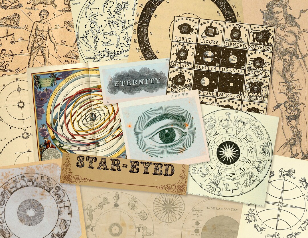 Vintage Astrology Printable Ephemera Kit, 54 Illustrations of ...