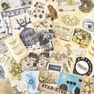 Vintage ephemera grab bag paper pack of 35 illustration prints in surprise pack for paper craft collage mixed media art journal junk journal
