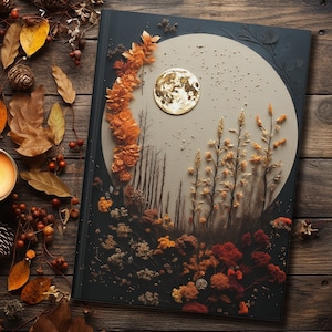 Autumn Night notebook, fall witch journal with lined pages hardcover witchy journal autumn notebook fall journal for witch lunar witch moon
