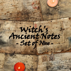 Witch&#39;s Ancient Notes printable set of 9 texture papers for grimoire junk journal witchy art journal Halloween art collage cards ephemera