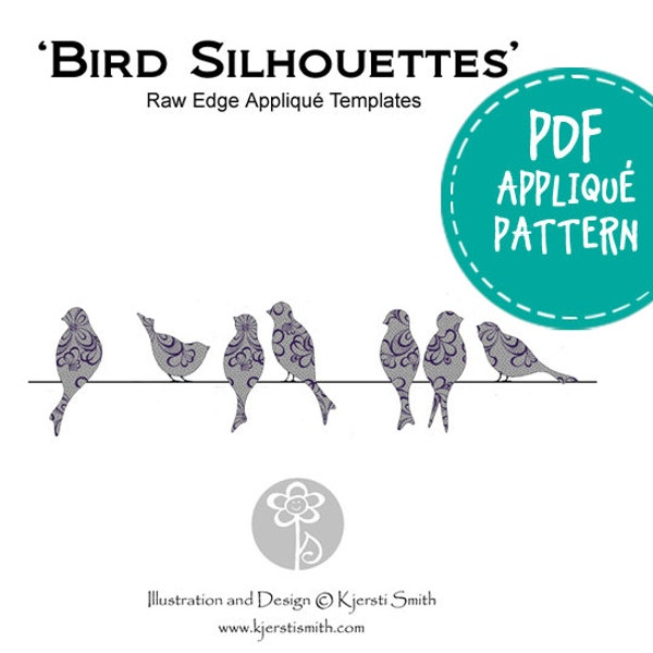 Bird Silhouettes - Downloadable Raw Edge Appliqué Pattern