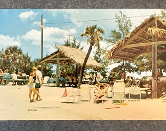 Beautiful Picnic Area on Siesta Beach Sarasota Florida Vintage Postcard, Unposted, Souvenir Ephemera, Photo by M.O. Barthalow, Postcrossing