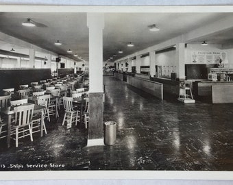 Vintage Postcard F-13 Ship's Service Store - US Navy Wartime - Black & White Photo Post Card - Father's Day Gift - Frame Quality