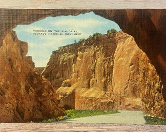 Colorado National Monument, Tunnels on the Rim Drive Vintage Postcard, Historic Landmark Americana Tourism Advertising Souvenir Memorabilia
