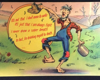 Vintage Humorous Postcard 1940s, Funny Vintage Postcard, WMW HB613