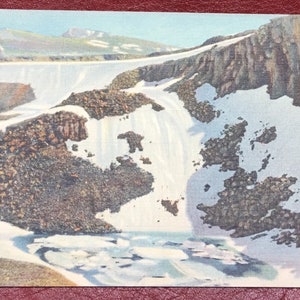 Iceberg Lake, Trail Ridge Road Between Estes Park & Grand Lake Rocky Mountain National Park Co Vintage Postcard Tourism Advertising Ephemera