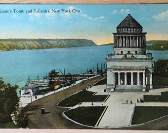 Vtg Postcard Grant's Tomb and Palisades, New York - Magnificent Mansoleum Erected in Recognition Civil War Services - Gen US Grant & Wife