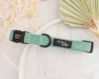 Sage Green Soft Cord Adjustable Dog Collar - Size XS - L- optional lead/ bow tie accessory