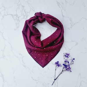 Burgundy & Gold Dog Bandana - Tie on Scarf style  - Handmade in the UK (Autumn) - Handmade in the UK - Free uk postage