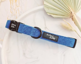 Petrol Blue Cord Puppy or Dog Collar - sizes XS - M