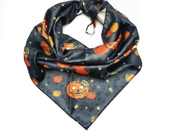 Midnight Pumpkin Dog Bandana - Tie on Scarf style - UK made