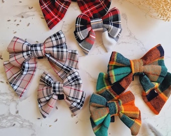 Sailor Tartan Dog Bow Tie: Handmade Plaid Collar Accessory