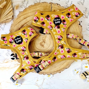 Vintage Yellow Buttercup Peonies Puppy or Dog Harness - Size XS, S, M, L (floral/wedding)