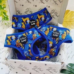 Wild Spirit Blue Leopard/Cheetah Dog Walking Harness - Size XS-L (jungle theme) - reduced to clear