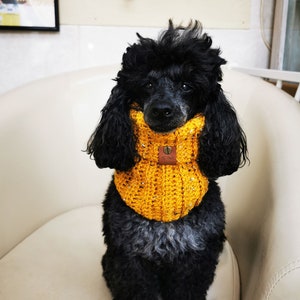 Mustard Flecks Roll Top Knitted DOG Snood / Scarf / Neckband image 5