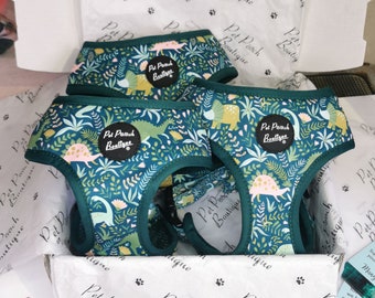 Arnés para perros Dino Rawr - XS - L - Correa/pajarita opcional - Ideal para perros pequeños/cachorros