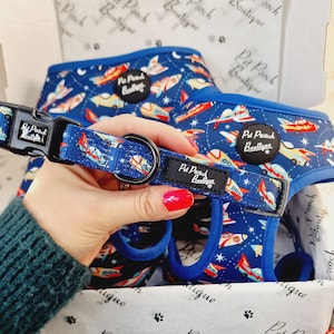 Racing Rocket Ships Puppy or Dog Collar - Size XS - M  - Clearance