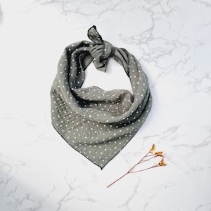 Sage Green Dots Dog Bandana - Tie on Scarf style - UK made - Handmade in the UK - Free uk postage