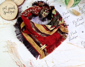 Frayed Rustic Nomad Dog Bandana Tie on Scarf - Festive Christmas