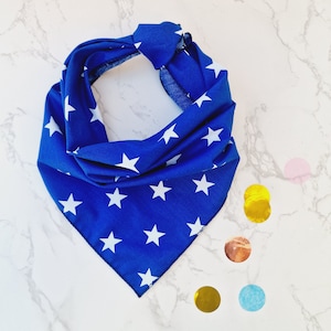 BLUE Star Puppy Dog Tie on Bandana - Handmade in the UK - Free uk postage