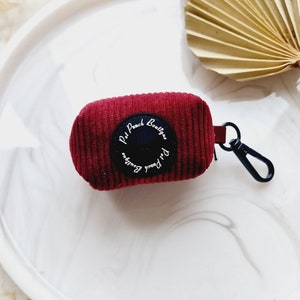 Burgundy Red Cord Dog Poo Bag Holder FREE roll of poo bags image 1