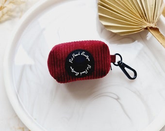 Burgundy Red Cord Dog Poo Bag Holder *FREE roll of poo bags