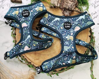 Dino Rawr Hundegeschirr - XS - L - optional mit Leine/Fliege - Ideal für kleine Hunde/Welpen