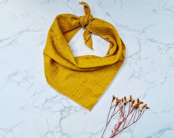 Sunshine Yellow & Gold Dog Bandana - Tie on Scarf style - UK made