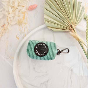 Sage Green Cord Dog Poo Bag Holder *FREE roll of poo bags