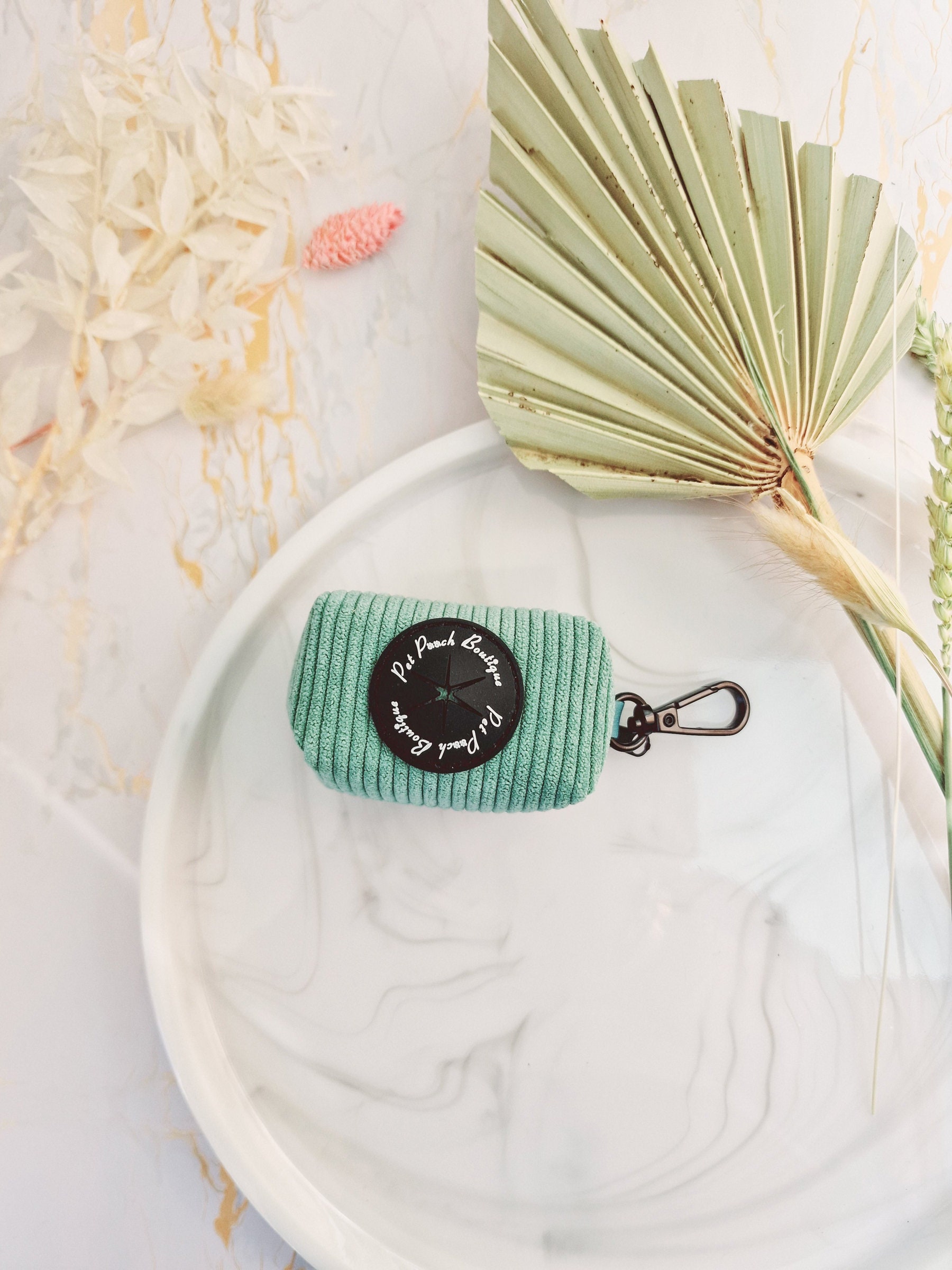 Sage Green Cord Dog Poo Bag Holder *FREE roll of poo bags