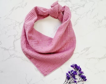 Blushing Pink & Gold Dog Bandana - Tie on Scarf style - UK made