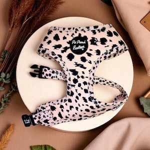 Polka Pup Noir Puppy Dog Harness - XS - L  (leopard print/timeless classic)