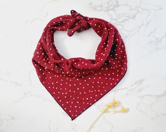 Burgundy Dots Dog Bandana - Tie on Scarf style - UK made