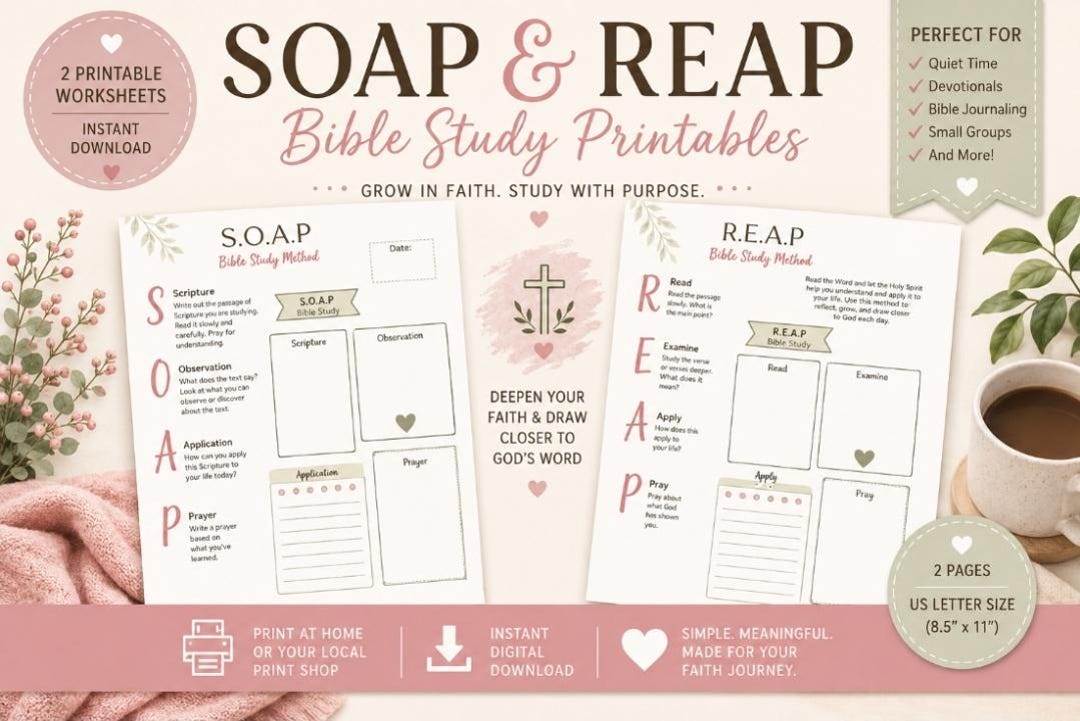 SOAP REAP Bible Study Printables | Scripture Journaling Worksheets ...