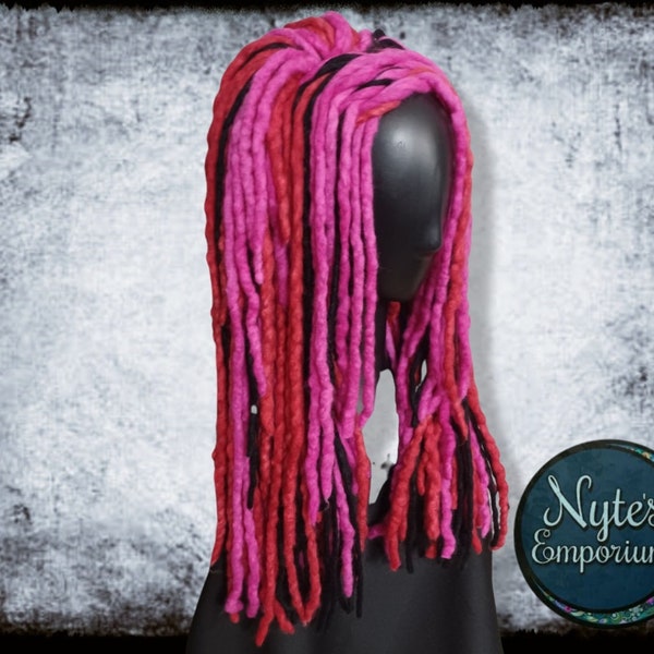 BUBBLE GUM PIRATE Fae Falls™ OoAK Ready To Ship hair falls,pink dreads,renaissance festival,cosplay,dread wig,edc costume,fairy costume,girl